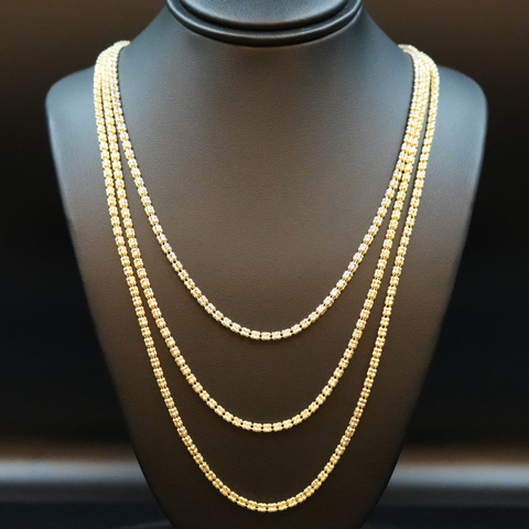10k Gold Diamond Ice Link Chain (24Inch x 2.4mm)