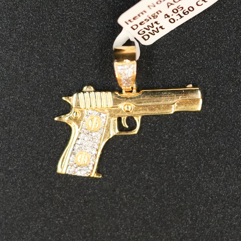 Gun Diamond Pendant