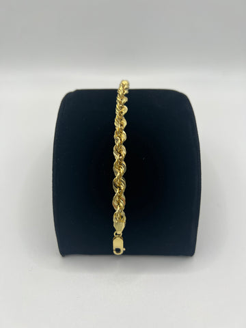 8.44g 10K Yellow Gold Rope Bracelet