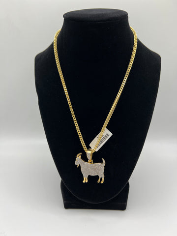 10.27g 10K Yellow Gold Diamond Goat Pendant